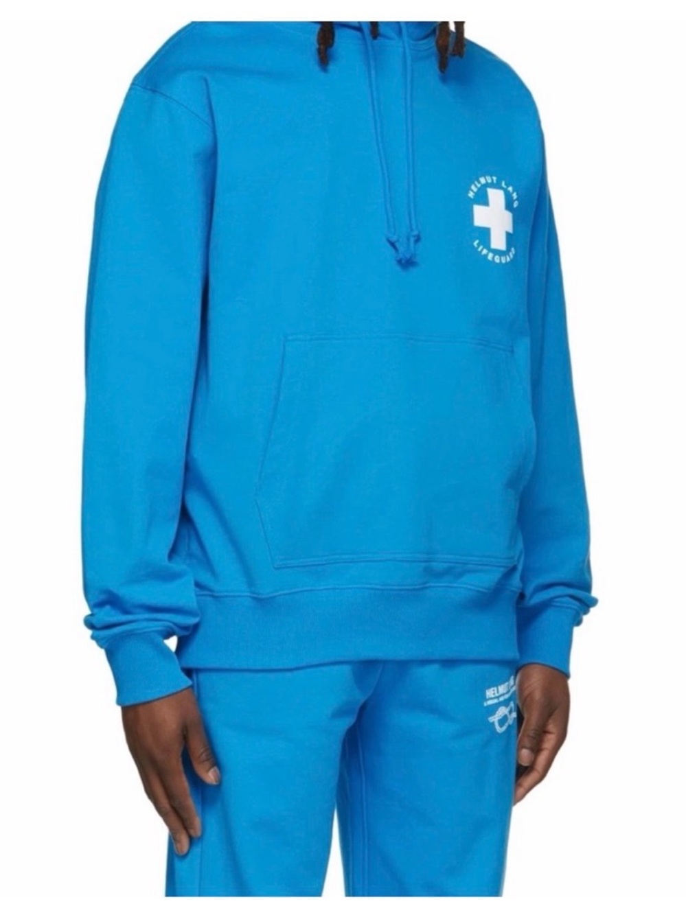 Helmut Lang Knots Lifeguard Blue Hoodie Graphic Back Size M